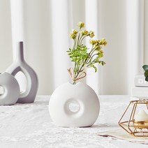 데이지 무광 세라믹 도자기 화병, 화이트(DE0104)