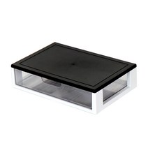 하라데코 와이드 멀티 책상 정리함 1단, 블랙 + 화이트, 1개