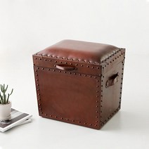 마켓비 PECRE 빈티지 수납 스툴 PC0088BOX, 브라운