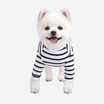 패리스독 예쁜 베이직 스트라입 강아지 티셔츠, 네이비