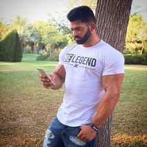 BELEGEND 남성용 짐웨어 머슬핏 반팔 티셔츠