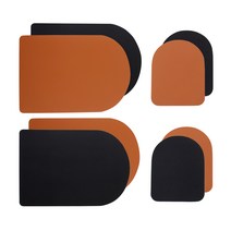 블룸엣홈 양면투톤 인조가죽 타원식탁매트 4p + 코스터 4p, 브라운, 식탁매트(43 x 30 cm), 코스터(12.5 x 10 cm)