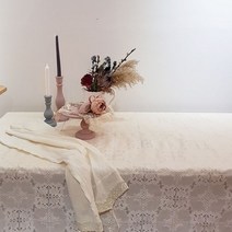 안젤라홈 레이스 방수 식탁보, 6 크로스아이보리, 135 x 260 cm