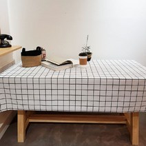 화이트체크 방수 테이블보, 혼합색상, 137 x 240 cm