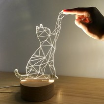 옆동네몰 LED 밝기조절 감성무드등 손든고양이 소 + 밝기조절스위치, 혼합색상