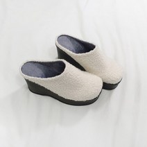 디아 여성용 뽀글이 스퀘어 양털 기모 안감 뮬 슬리퍼 9cm