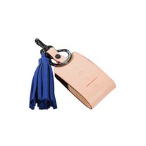 제렌폴 기아 4버튼 K7 K9 및 동일 스마트키 케이스 ZK04, 테닝베이지(케이스) + 마린블루(태슬), 1개