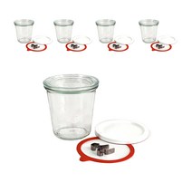 WECK 유리 저장병 기본형 No 900 290ml + 고무링 + 클립 2p + PE뚜껑, 5세트