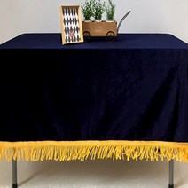 로고앤테이블 벨벳 일자형 수실 테이블보, 네이비, 290 x 160 cm