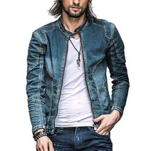 신델 남성용 바이커 레트로 데일리 슬림 청자켓 sg0893