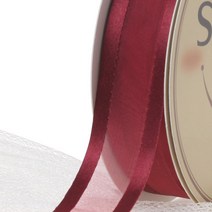 스마일리본 양단 오간디리본 15mm, 자주, 45m