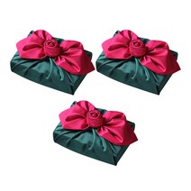 통샵 예단 답례품 선물포장 실크겹보자기 보자기 70 x 70 cm 302, 진달래 + 초록, 3개