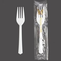고급 개별포장 일회용 포크 백색, 1000개, 1개입
