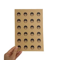 룩아트 꾸니니 곰신 큰원형 스티커 의경 24p, 크라프트, 1개