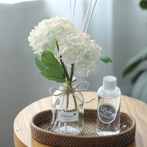 벚꽃수국 플라워 디퓨저 병 + 용액 100ml + 화이트수국 + 스틱 4p + 선물박스 세트, 3. 클린코튼