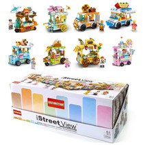 스트릿뷰 푸드트럭 레고호환블록 8종세트, 혼합색상