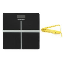 크로스 사각 디지털 체중계, 체중계(블랙), 줄자(랜덤)