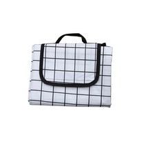 생활살림 체크 감성 방수 피크닉 매트, 화이트