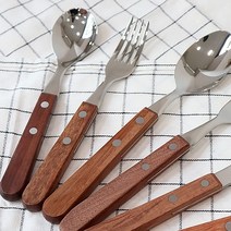 코지테이블 캐주얼 핸들 커트러리 티포크, 우드, 2개