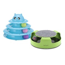 딩동펫 고양이 우주트랙 + 쥐잡이 회전 세트, 블루, 1세트