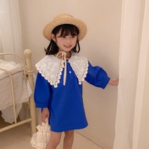 왕카라 자수 긴팔 원피스