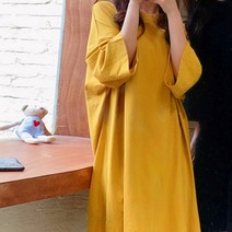 아뗄릭 여성용 빅사이즈 컬러풀 루즈핏 무지 반팔 롱 데일리 티셔츠 00104