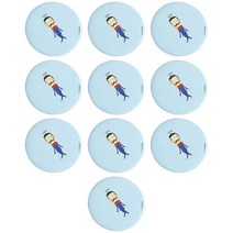 달모아 캐릭터 휴대용 미니 원형 손거울 10종, C, 랜덤발송(테두리), 1세트