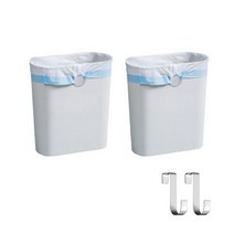 걸이형 주방 모던 쓰레기통 2p + 벽걸이 후크 2p 세트, 화이트, 1세트