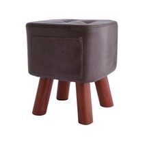 마음이음마켓 원목 가정용 심플 스툴 28 x 35 cm, 다크브라운