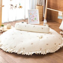 에시앙 유아용 모데즈 누빔 자수 프릴 원형러그 놀이매트, 강아지