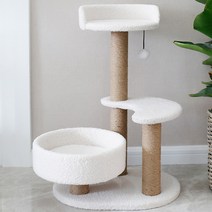 마음이음마켓 고양이 3층 캣타워, 화이트, 1개