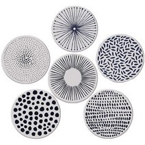 키친어썸 물흡수 규조토 티코스터 컵받침대 6종 세트, 혼합색상