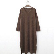 아이엠수 달고나 브이넥 롱원피스