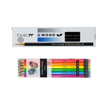 톰보우 MONO 4B연필 12p + 투코비 코마 삼각 지우개 연필 B심 TC-208 12p 문구세트, 혼합색상, 1세트