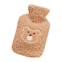 퀵살림 방한 귀여운 보온 물주머니 14 커피 컬러 베어 헤드 1000ml, 1개