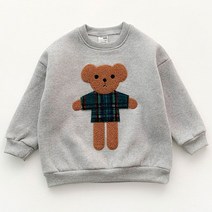 아도르베베 아동용 겨울 타탄체크곰 맨투맨