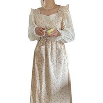 아미앙스 프릴 롱 레이스 원피스 린넨 애프리콧 에이프런, 핑크, 1개