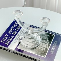 THEHADA 크리스탈 2구 촛대 유리 오브제, 투명