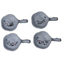길그리 도자기 서예 먹물 접시 4종 세트 01 매난국죽, 1세트