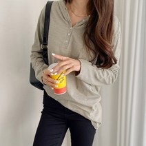 여성용 버튼 구제 후드 티셔츠 T8618K21