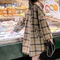 루나글램 임산부 얼터너티브 체크 망토 코트