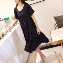 빅사이즈 반팔 스티칭 임산부 캉캉 원피스 day304