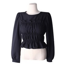 시크블랙 다드버 캉캉 프릴 크롭 블라우스 BL4432K21