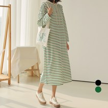 쿨쿠 임산부 후드 단가라 배색 원피스