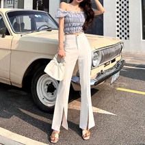 비비에모 여성용 앞트임 부츠컷 다리가 길어보이는 봄 여름 정장 슬랙스 00887