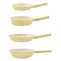 로이첸 IH 인덕션팬 4종 세트, 버터옐로, 프라이팬 22cm + 딥팬 24cm + 프라이팬 28cm + 웍팬 28cm