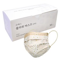 슈베스 일회용 플라워 마스크 성인용, 벚꽃 베이지, 30개입, 1개