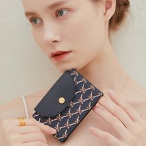 헤지스 여성용 패턴배색 가죽 카드지갑