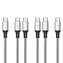 헬로젬 C to C PD 고속 충전 케이블 60W 60cm + 1.2m + 2m 3종 세트, GRAY
