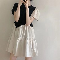 쉐어몰 투톤 캉캉 미니 원피스